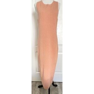 EXPRESS Apricot Metallic Shimmer Ribbed Knit Body Contour Maxi Tank Dress NEW L